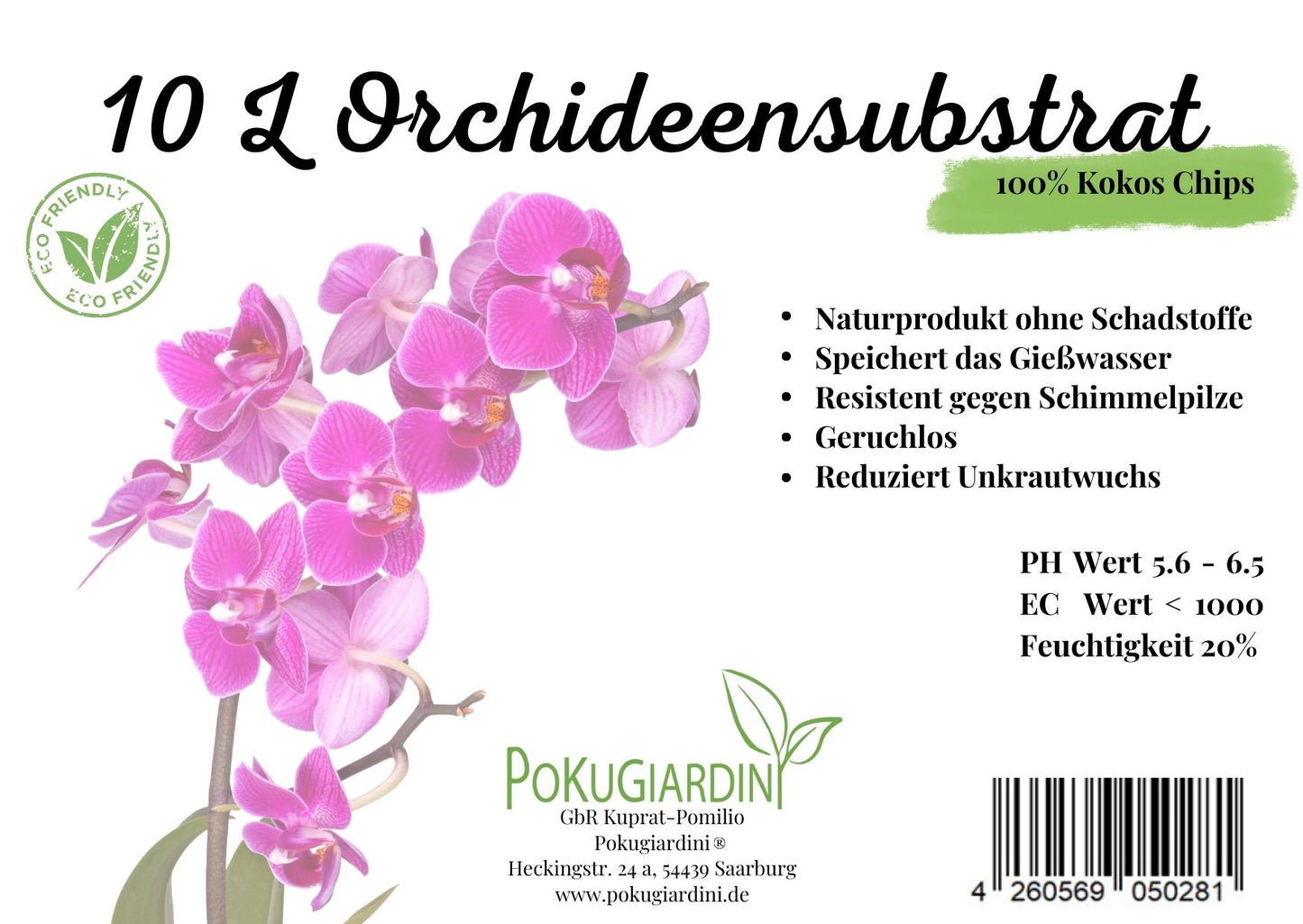 Orchideen-Substrat, reine Kokos Husk Chips